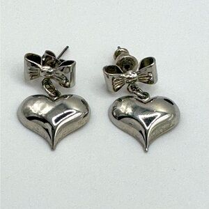 Bow and Heart Dangle Earrings